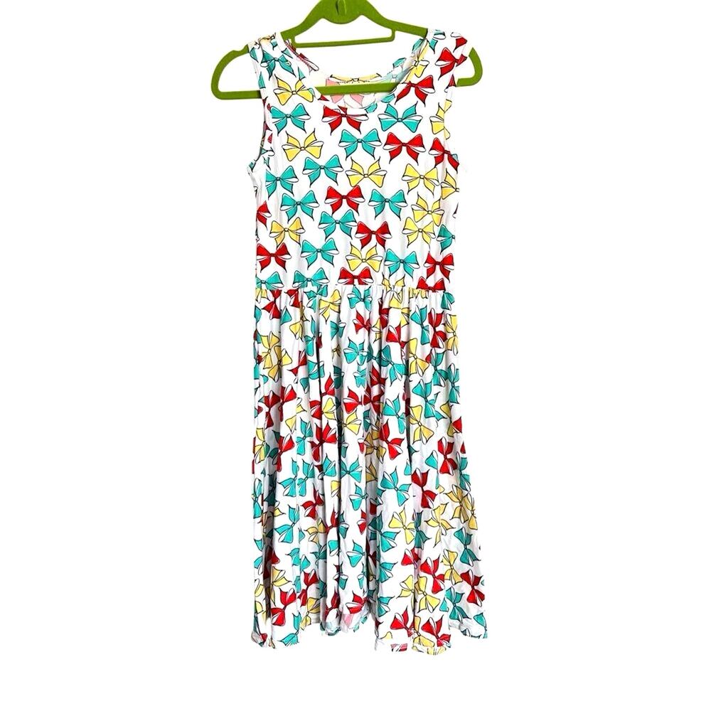 Dot Dot Smile Dress Girls‎ Size 14 Bows Print Sleeveless Tank Twirl Dress NWOT